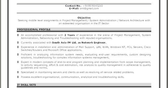 Resume network engineer level 4